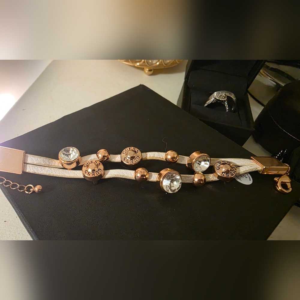 Guess Women's Gold and Cream Bracelet